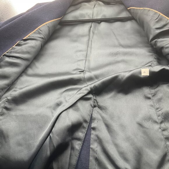 VTG L.S. Ayres Women 4 Navy Blue Wool Blazer Gold Tone Buttons Equestrian Preppy - Picture 10 of 15